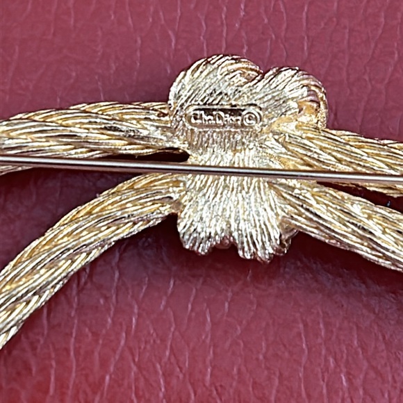 Vintage Christian Dior twisted rope brooch. Signed gold plated authentic pin. - Picture 4 of 6